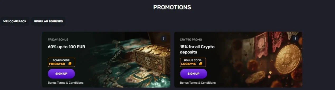 Current Voodoo Casino promotions page